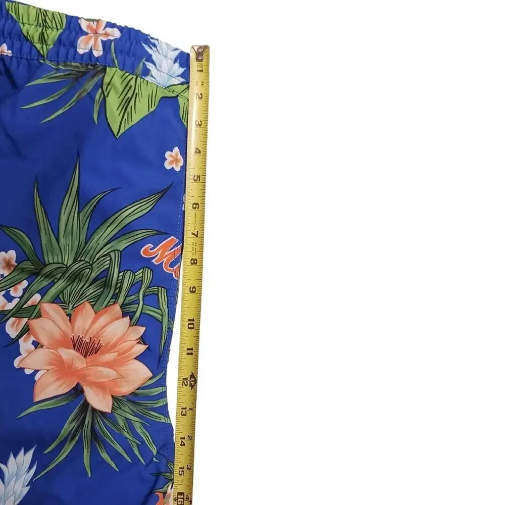 Hurley Swim Trunks MLB NEW YORK METS Men's XL BLUE Tropical Floral Board Shorts